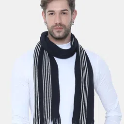 FabSeasons Navy Blue & White Striped Muffler-picture-24