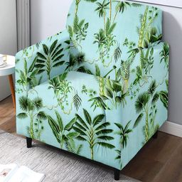 Cortina Turquoise Blue & Green Floral Printed 1-Seater Sofa Cover-picture-26