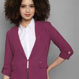 Allen Solly Woman Women Purple Solid Single-Breasted Blazers-picture-28