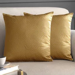 GM Set Of 2 Gold & White Embroidered Square Cushion Cover-picture-20