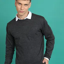 HIGHLANDER Round Neck Acrylic Ribbed Pullover-picture-13