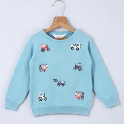 Beebay Boys Blue & White Embroidered Pullover Sweater-picture-35