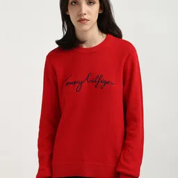 Tommy Hilfiger Typography Embroidered Round Neck Long Sleeves Cotton Sweatshirts-picture-11