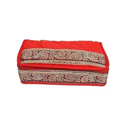 Kuber Industries Red Self Design Brocade Jewellery Organiser-picture-17