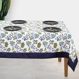 SHADES of LIFE Blue & White Printed Cotton 6-Seater Table Cover image 2