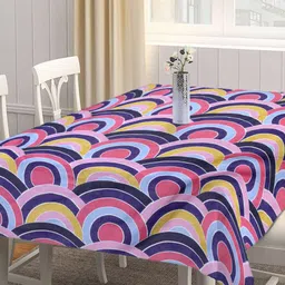 Arrabi Blue & Pink Geometric Printed 8-Seater Table Cover image 3