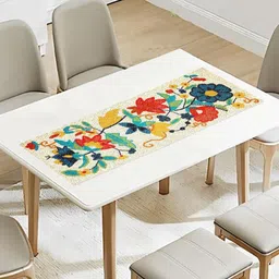 YWULY White & Blue Beaded Table Runner image 3