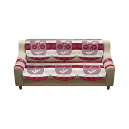 BIGGER FISH Red & White 3 Seater Sofa Cover With Arms Cover image 2