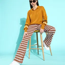 DressBerry Women Mustard Striped Whipped for Varsity Sweater image 5