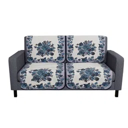 Kuber Industries Blue & White Printed Cotton Sofa Cover image 4