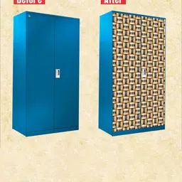 WallDaddy Brown & Grey Geometric Printed Paper Wardrobe Sticker image 4