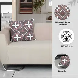 Ode & Cleo Grey & White 2 Pieces Ethnic Motifs Square Cushion Covers image 2