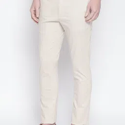 Basics Men Off White Tapered Fit Trousers image 2