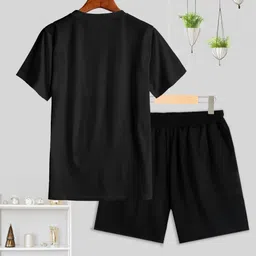 pss-045(black) Tshirt Regular Shorts Co-ords Set image 2