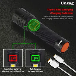 unzag Metal Torch Zoomable Led Metal Torch 5 Modes Flashlight,Gg1 2 hrs Torch Emergency Light image 4