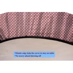 Stylista Pink & Peach Geometric Printed Waterproof Elastic Round 4 Seater Table Cover image 5