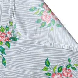 Arrabi Grey & Pink Floral Printed 6-Seater Table Cover image 3