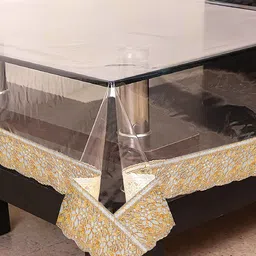 Cortina White Printed Border 4 Seater Table Cover image 3