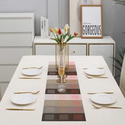 HOKIPO Brown & Pink Geometric Rectangular Table Runner image 4