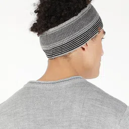 Bharatasya Men Striped Knitted Woolen Headband Earwarmer image 3