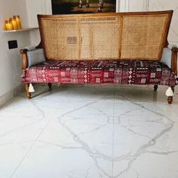 THROWPILLOW Maroon & White Printed Polyester 1 Piece Sofa Cover image 4