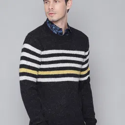 Antony Morato Men Black & White Striped Woollen Pullover image 4
