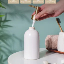 Nestasia White & Gold-Toned Rust-Poof Ceramic Soap Dispenser image 4