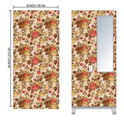 WallDaddy Brown & Red Floral Printed Wardrobe Sticker image 4