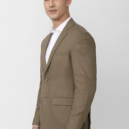 Peter England Elite Men Brown Solid Single-Breasted Slim-Fit Formal Blazer image 4