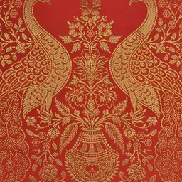 Lal Haveli Red & Gold Toned Ethnic Motif Silk Square Cushion Cover image 2