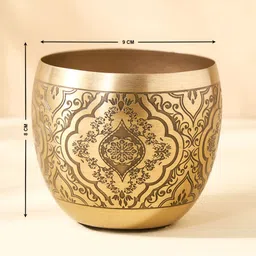 Home Centre Austin Gold-Toned & Brown Textured Embossed Votive Holder image 5