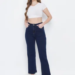 guti Women Flared High Rise Dark Blue Jeans image 4