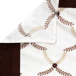 SHADES of LIFE Brown & White Printed 6-Seater Rectangle Cotton Table Cover image 3