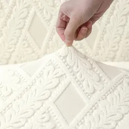 HOKIPO Cream Colored Textured Jacquard 190 GSM Chair Cover image 4