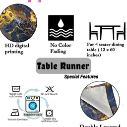 HOMADORN  Blue & Beige Printed 4-Seater Table Cover image 4