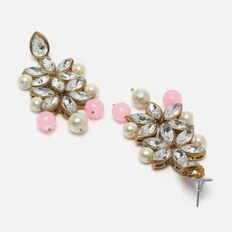 ZENEME Gold-Plated Kundan-Studded & Beaded Jewellery Set image 4