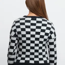 Status Quo Women Black & Grey Checked Pullover image 4