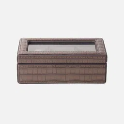 Pure Home and Living 3 Compartment Croco Texture Faux Leather Watch Box image 4