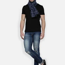 Alvaro Castagnino Men Blue Checked Muffler image 3