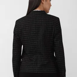 Van Heusen Woman Black Checked Single Breasted Pure Cotton Casual Blazer image 4