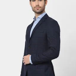 SELECTED Men Navy Blue Checked Single Breasted Blazer image 3