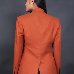 Talethread Peaked Lapel Collar Double-Breasted Tweed Wool Casual Blazer image 2