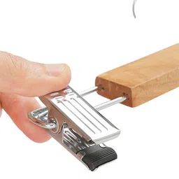 Kuber Industries 6 Pieces Brown Wooden Open Ended Natural Finish Closet Hangers image 5