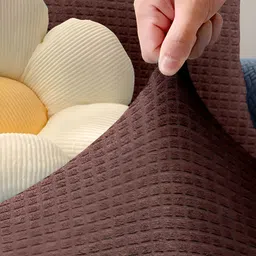 Cortina Brown Checked Jacquard Stretchable 3 Seater Sofa Cover With Arms image 4