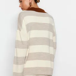 Trendyol Striped Shirt Collar Pullover image 5