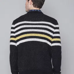 Antony Morato Men Black & White Striped Woollen Pullover image 2