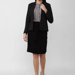 Van Heusen Woman Black Checked Single Breasted Pure Cotton Casual Blazer image 5
