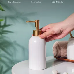 Nestasia White & Gold-Toned Rust-Poof Ceramic Soap Dispenser image 5