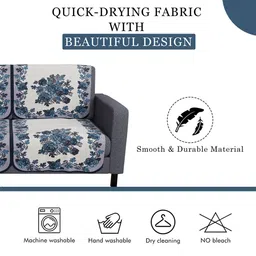 Kuber Industries Blue & White Printed Cotton Sofa Cover image 5