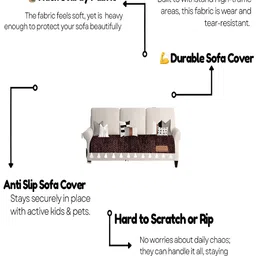 THROWPILLOW Brown & Off White Durable Tasseled Sofa Cover image 5